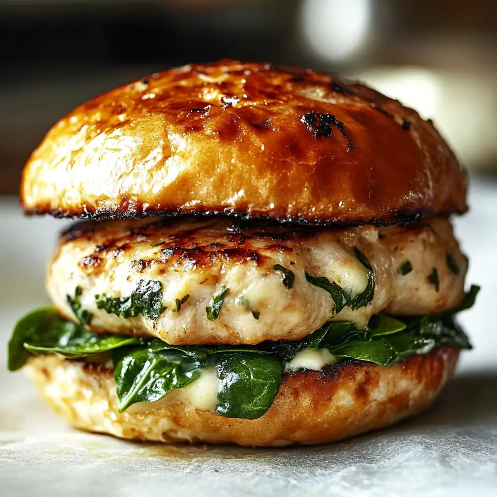 White Cheddar and Spinach Chicken Burgers Recipe